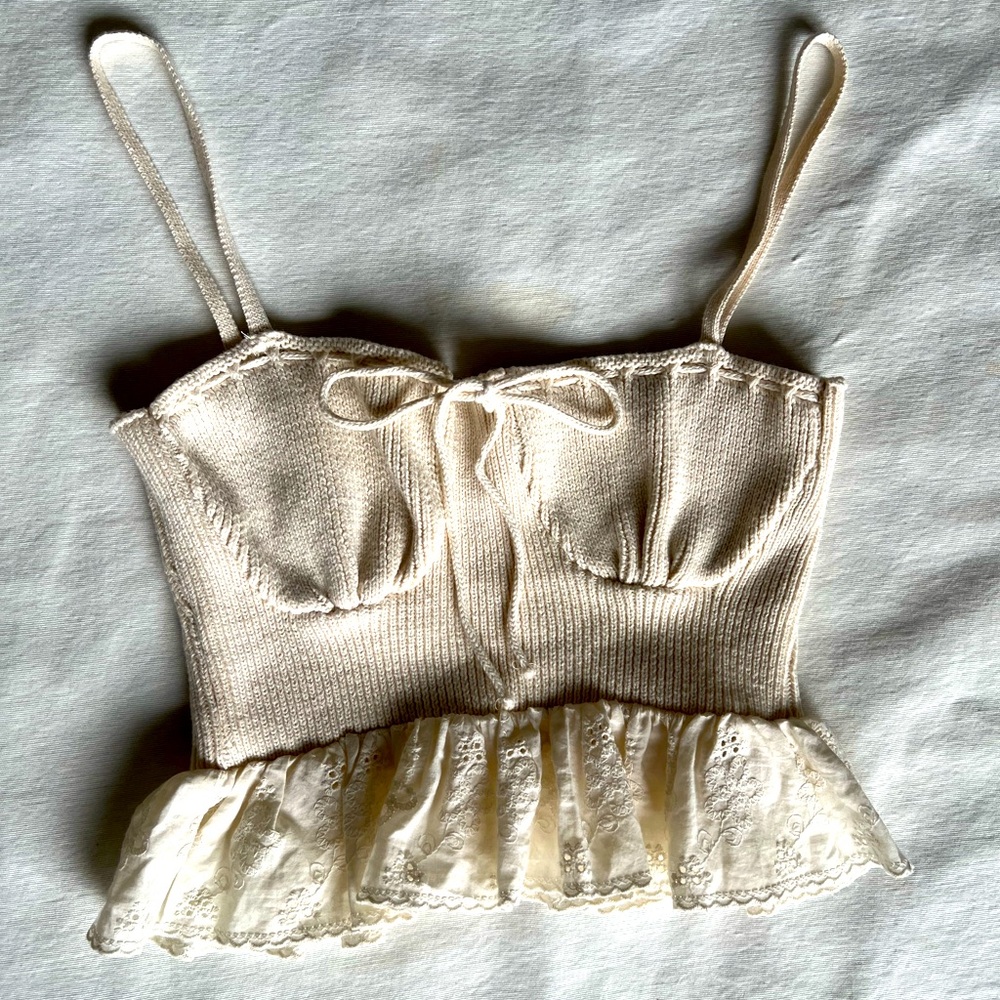 Zara knit spaghetti strap crop top